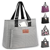 HSHRISH Lunchtasche Damen mit großem Fassungsvermögen und auslaufsicherem Material. Verstellbarer Schultergurt, Geeignet für Erwachsene, Damen Arbeit Camping Einkaufen Strand 15L Streifen