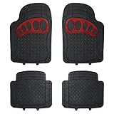 eSituro Auto Fußmatten Universal Automatten Gummimatten Gummi Matten Schneiden Autoteppiche Set Schwarz/Rot