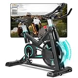 WENOKER Heimtrainer Fahrrad mit App, Leises Hometrainer Fahrrad mit Einstellbarem Magnetischem Widerstand, Ergometer Spinning Bike Indoor Fitnessbike mit LCD-Display, Tablet-Halterung, Bis 160KG