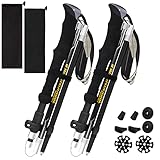 HUGSEE Wanderstöcke - Nordic Walking Stöcke Damen und Herren,Faltbar wanderstöcke Teleskop 110-135cm,Ultraleichte Trekkingstöcke aus Aluminium,Klemmverschluss mit 4 Paar Gummipuffers für Trekking