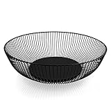 HEYNNA® „Pure“ große Obstschale aus Edelstahl in schwarz matt/Metall Obstkorb mit riesigem Fassungsvolumen – Skandinavische Deko - 28cm