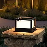 FREEUP LED Sockelleuchte außen Wegeleuchten, IP65 Pollerleuchte außen Gartenleuchte aus Aluminium, 15W Warmweiße Quadratisch Gartenlampe mit Sockel, Schwarz Garten-Außenleuchte, L:16 x B:16 x H:12 cm