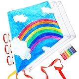 BOFUNX 3 Stück Drachen Kinder Einleiner-Flugdrachen für Kinder 60×70cm Kinderdrachen Bausätze Bastelset Flugdrachen Geschenk mit Drachenschnur für Mädchen Jungen