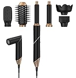 Air Styler, 6 in 1 Airstyler Haarstyler Warmluftbürste Set, 1000W Haartrockner-Blasbürste mit 6 Zubehörteilen, 200 Millionen Negative Lonen, Schnelles Trocknen zum Trocknen, Locken, Glätten