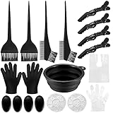 Yibaijia 18 Stk Haarfärbepinsel Set, Haare Färben Zubehör, Haar Färben Färbung Tool, mit Bürstenkamm, Haartönungsschale, Färbebürste, Ohrabdeckung Haar