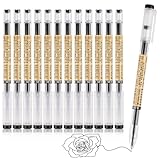 Hopton 12 Stück Stifte, Gelschreiber Schwarz, Schnelltrocknende Gelstifte Set, Gel Pen, Liquid Gel Ink, Tintenschreiber 0,35 mm, Tintenroller für Schreiben Study Essentials Schul Sachen