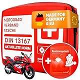 PURAHELP Motorrad Verbandskasten nach aktueller Norm 2024 DIN 13167 (StVO konform) - Inkl. Beatmungstuch - Motorrad Erste Hilfe Set 2024 Mini Klein