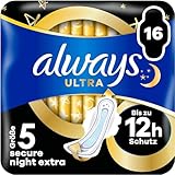 Always Ultra Binden Damen Gr. 5, Secure Night Extra (16 Damenbinden mit Flügeln) Big Pack, dünn und super saugfähig, geruchsneutralisierend und Auslaufschutz