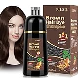 500ML Haarfarbe Braun, Natürliche Braun Haarfärbeshampoo,Hair Dye Shampoo 3 IN 1 Gegen Graue Haare-Instant Hair Color, Haarfärbung,Sofort-Haarfarben-Shampoo für Männer Frauen
