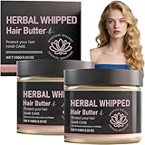 Herbal Whipped Hair Butter für trockenes, geschädigtes Haar, Deep Moisture Sealant & Anti-Frizz Balm, nährende Creme für lockiges & krauses Haar, Leave-In Conditioning Butter für sanfte (2pcs)