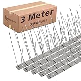 PRIOstahl Taubenabwehr Taubenspikes Vogelabwehr mit Edelstahlgrundplatte 4-reihig 3 Meter (6 x 0,50cm Spikes) Vogelschutz Abwehr für Balkon Dach Fenster UV-Beständig & rostfrei Edelstahl V2A