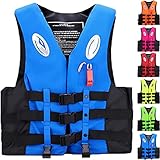 NURCIX Schwimmweste für Erwachsene Kinder, Erwachsene 20-120 kg Auftriebsweste, Rettungsweste Schwimmhilfe mit Überlebenspfeife, für Kajakfahren, Angeln, Surfen (Color : A, Size : XL)