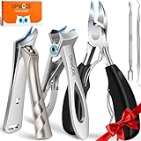 Profi Nagelknipser Fußnägel, DRMODE Zehen Nagelknipser Groß für Senioren Dicke Nägel mit Breiter Öffnung, Scharfer Nagelzwicker Nail clipper Langer Griff mit Schräg Gebogener Klinge