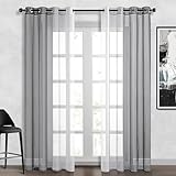 Topfinel Gardinen mit Ösen Farbverlauf Vorhang Grau & Weiß Vorhänge Schlafzimmer und Wohnzimer Gardine 225 cm Lang Gardienen 140 Breit Übergardinen Transparente Schlaufenvorhang Curtains