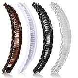 4er Set Bananen-Haarklammern, Bananen-Haarklammern für Damen, Bananenspange Haare für Langes Haar, bananenspange haare mit Stabilem Halt, haarspangen damen, Schwarz, Braun, Weiß & Transparent,