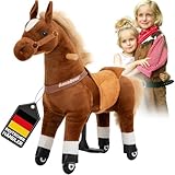 Miweba Pony Amadeus | Reitpferd auf Rollen - Pferd für Kinder - Schaukelpferd - Schaukeltier - Kuscheltier - Spielpferd zum Reiten - Plüschtier - Stofftier - Stehpferd - 4-8 Jahre (M Medium)