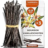 3 Stück Vanilleschoten XL 15-18cm | Bourbon Vanille Schoten aus Madagaskar | GRAND CRU Jahrgang 2025 | Vanillestangen fleischig & aromatisch | Zip-Beutel | VANESENCIA (3 XL-Vanilleschoten)