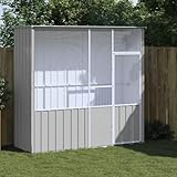 Willood Voliere, Vogelkäfig mit abschließbarer Vogelhaus Grau 215x78x200 cm Verzinkter Stahl