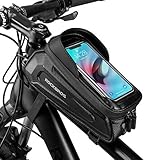 ROCKBROS Fahrrad Rahmentasche Lenkertasche Wasserabweisend Handytasche für Smartphone bis zu 6.4 Zoll mit TPU Sensitivem Touchscreen für Montainbikes, Rennrad, Ebikes