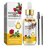 Rosen Vitamin E Öl, Rosen Vitamin E feuchtigkeitsspendendes Öl für die Haut, Anti-Aging-Hydratation, pflegt die Elastizität und Ausstrahlung, hellt Hautflecken auf, reduziert feine Linien, Narben
