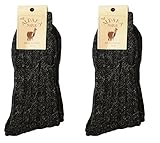 2er-Pack Socken aus natürlicher Alpakawolle und Lammwolle für Damen und Herren, Premium-Qualität, atmungsaktiv, dicke, schwere Mischung, antibakteriell, thermisch und warm, Winter, Weiß, Grau,