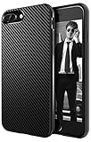 AVANA Schutzhülle Kompatibel mit iPhone 8 Plus, iPhone 7 Plus Hülle Slim Case Schwarz Bumper Silikon TPU Schale Kratzfest Kohlefaser Cover Carbon Optik