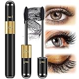 Mascara Wasserfest Schwarz - Silk Fiber Eyelash Mascara Wimperntusche Extra Long Thick Lash Mascara Wischfest Und Nicht Verklumpend für Make up Schminke,9 ml