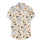 Oktoberfest Herren Outfit Hemd, Hawaii Hemd Männer Kurzarm mit Bier Druck 90er Jahre Hawaii Festival Outfit Hip Hop, Trachtenhemd Modern Fit Hemden Luftig Oktoberfest Hemd Herren für Wandern, Picknick
