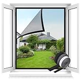 MLEJU Fliegengitter Fenster mit Innovativer klettband, 120x130cm Fiberglas Insektenschutz fenster, Fliegengitter mit Klettband ohne Bohren, Fliegennetz & Mückennetz für Fenster - schwarz