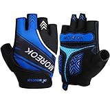 MOREOK Fahrradhandschuhe für Herren Damen Sommer Radsporthandschuhe Halbfinger 5MM SBR Gel rutschfeste/stoßdämpfende Handschuhe hellblau-M