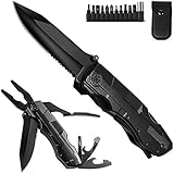 ORSIFOW Multifunktions Taschenmesser, 16 in 1 Multitool Taschenwerkzeug mit Zange Klappmesser Flaschenoeffner für Camping,Wandern (Black)