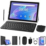 NOVOJOY NVCP20Pro 10,1 Zoll 1280 x 800 IPS HD Touchscreen Tablet mit 4 GB RAM, 128 GB ROM, Bluetooth-Tastatur, Maus und Schutzhülle, Schwarz