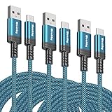 USB C Kabel [3 Stück 0.5+1+2m] Nylon Ladekabel USB C und Datenkabel USB C Schnellladekabel für Samsung Galaxy S22 S21 S20 S10/S9/S8+, Huawei P30/P20, Google Pixel, Sony Xperia XZ, OnePlus 6T