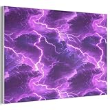 MuchoWow© Akustikbilder 60x40 cm Wall Art Decoration Bilder für die Wand Akustikfilz Deko Schallpaneel Wohnzimmer Akustik Schalldämmung Bild Lila - Blitz - Wild