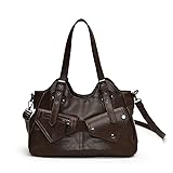 Generisch Generish Handtasche Damen,Weiches Leder Tote Hobo Bag Groß Shopper Tasche Uni Tasche Vintage Bag Braun Slouchy UmhäNgetasche Arbeitstasche für Schule Reisen (01-Braun)