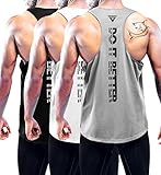 3er Pack Tank Top Herren, Sommer Ärmelloses T-Shirts Atmungsaktive Muskelshirts Achselshirts, Fitnessstudio Workout Tank Top Sport Unterhemd Bodybuilding T Shirts für Laufen Black/White/Gray-3P01-2XL