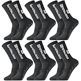 Apricitie 6 Paare Fußball Socken, Sportsocken 35-39 Anti Rutsch Grip Fussball Socken Rutschfeste Fußballsocken für Herren Damen Fussball Basketball Laufen Radfahren, Schwarz