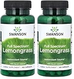 Swanson - Full Spectrum Lemongrass 400 mg | Beruhigende Wirkung und Verdauungsunterstützung - 60 Kapseln (Packung mit 2)
