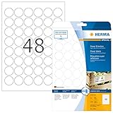 HERMA 10915 Power Etiketten rund, 25 Blatt, Ø 30 mm, 48 pro A4 Bogen, 1200 Stück, selbstklebend, bedruckbar, extrem stark haftend, blanko Papier Klebeetiketten Aufkleber, weiß