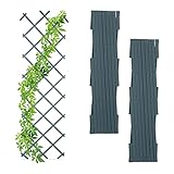 Relaxdays Rankgitter ausziehbar, 3er Set, Rankhilfe Kletterpflanzen, 180cm, Garten, Balkon, Terrasse, Kunststoff, grau