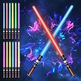 Lichtschwert 12 Farben, SOARFLY 2 Stück Laserschwert für Kinder Erwachsene, FX Lichtschwert Simulierter Filmkampf-Soundfonts für Party, Geschenk, Cosplay