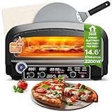 Elektrischer Pizzaofen bis 450°C für 37cm (14,6') große Pizza New York mit Pizzastein Indoor/Outdoor 2200W Garten für Zuhause kleine Back Ofen Tisch Flammkuchen mobiler inkl. Pizzaschieber