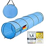 GOODS+GADGETS Hunde Agility Tunnel - Hundetunnel Spieltunnel Agilitytunnel Hundehöhle inkl. Heringe und Transporttasche (200 x 43 cm)