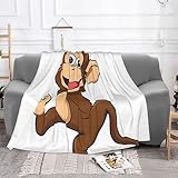 LHFIOHIRG Weiche Flanell-Überwurfdecke mit niedlichem Affen-Aufdruck, leicht, gemütlich, Plüschdecke für alle Jahreszeiten, Couch, Bett, Sofa