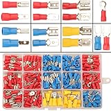 280pcs Kabelschuhe Set, 15 Type Kabelschuhe Flachstecker Isoliert set Quetschverbinder Sortiment, Flachsteckhülsen Crimp Kabelschuhe Crimpverbinder KFZ Elektrik Sortiment, Elektrische Steckverbinder