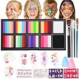 Janolia Gesichtsfarbe Kinderschminke Set, Macaron Bodypainting Farben für Theaterschminke Regenbogenschminke Faschingsschminke, Wasserbasis Face Paint, Ideal Kinderschminken Set für Halloween Karneval