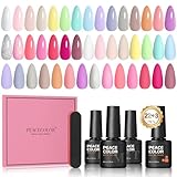 PEACECOLOR UV Nagellack Set, 25Pcs 8ml 22 Farben Gel Nagellack mit Unterlack Glänzend & Matt Überlack, Rosa Lila Gelb Blau Grün Farbgel für Gelnägel Nail Polish Starter Set Nail Salon DIY