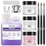 Acryl Nagelset Nägel Selber Machen: 120ml MMA-Frei Acryl Liquid für Nägel 3 Farbe Acrylpulver für Nägel - Acryl Pulver Nails