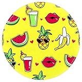 EZIOLY Badteppich, Motiv: Ananas, Wassermelonensaft, rutschfest, waschbar, rund, für Wohnzimmer, Schlafzimmer, Küche, Baby-Spielzimmer, 40 x 40 cm