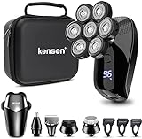 kensen Glatzen Rasierer Herren, 5 in 1 Kopfrasierer Glatze Wasserdichter Head Shaver Men Nass Trocken 7D Auto Rasierer Kopf Wiederaufladbar haarschneidemaschine für Bart Wangen mit LCD